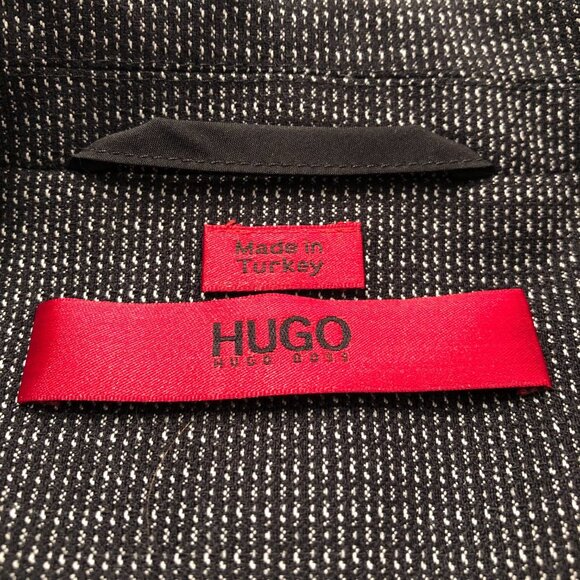 Hugo Boss Notched Collar Two Button Virgin Wool Jacket Black + Cream Sz 8 - Picture 14 of 16